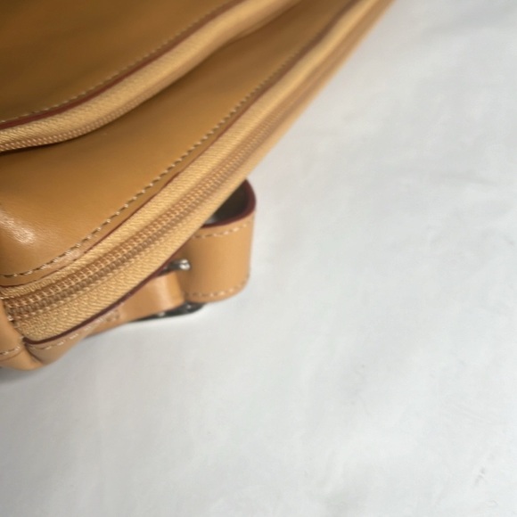 Lodis Tan Smooth Leather Slim Flat Backpack Bag - Picture 12 of 15